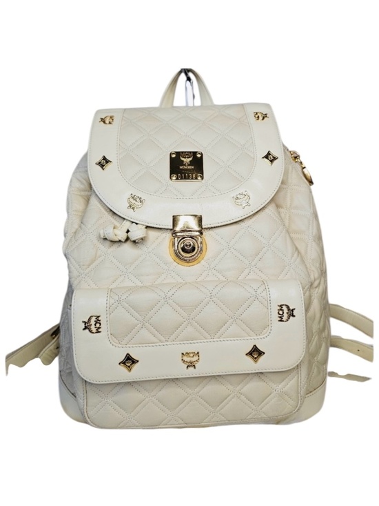MCM Stark Quilted Leather Ivory Backpack - Picture 1 of 12